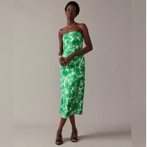 J Crew Collection Strapless Slip Dress Greenhouse Floral Sz 0 Wedding Guest